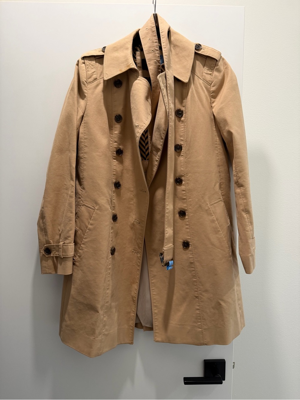 Ann Taylor Khaki Tan Double-Breasted Trench Coat